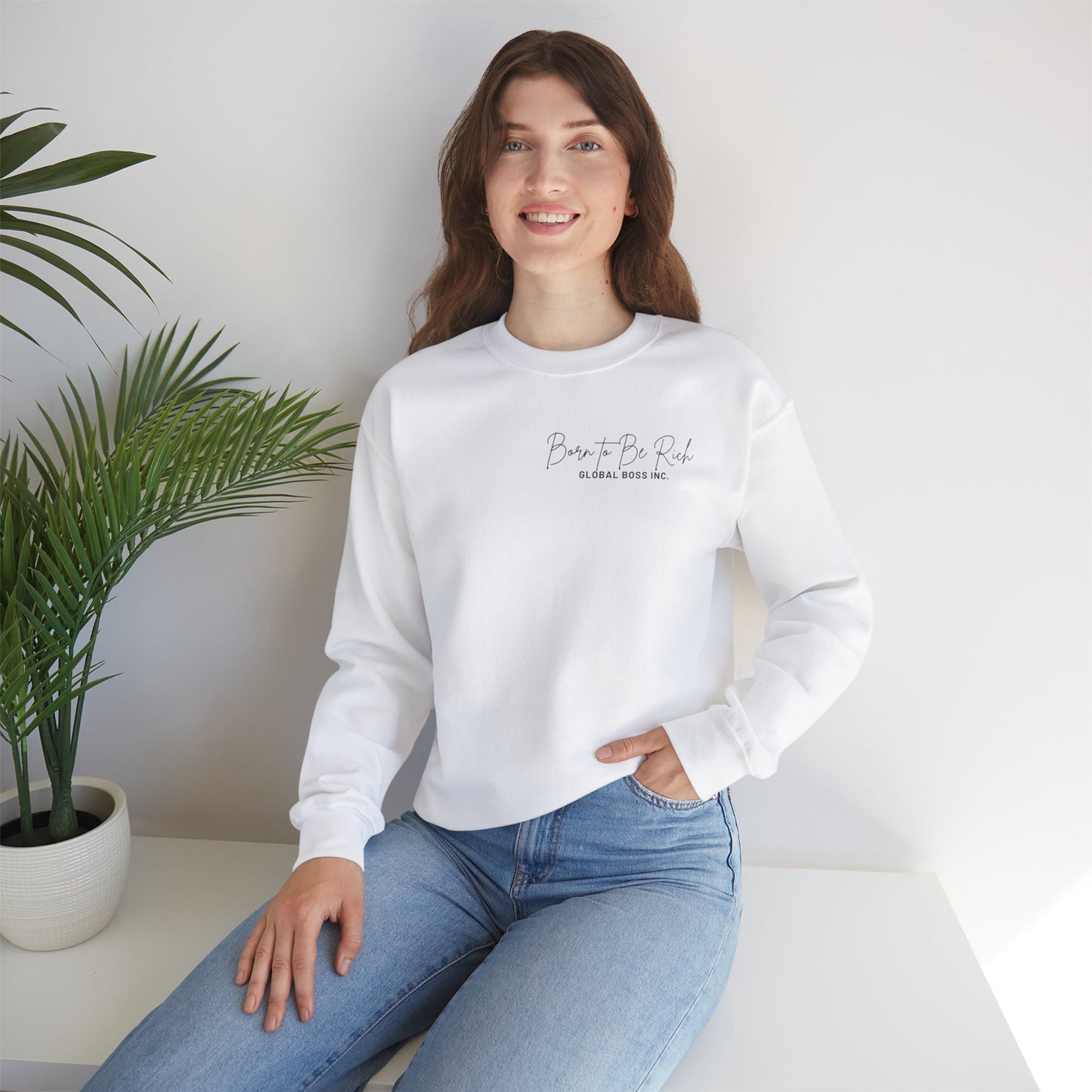 Global Boss Inc. Born to Be RICH Heavy Blend™ Crewneck Sweatshirt | Comfort & Style