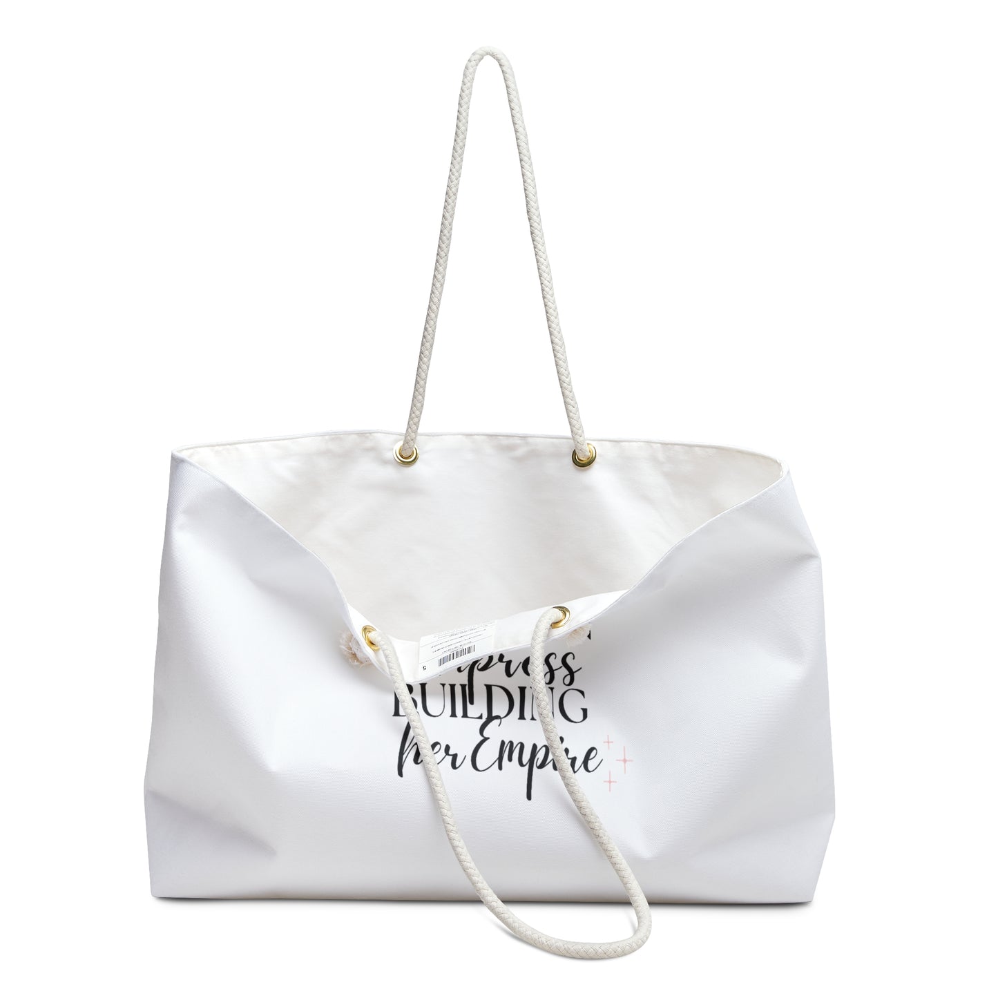 Just an Empress Building her Empire" Weekender Beach Bag - White - Oversized & Durable