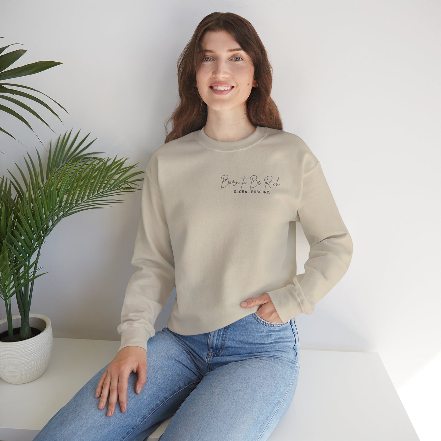 Global Boss Inc. Born to Be RICH Heavy Blend™ Crewneck Sweatshirt | Comfort & Style