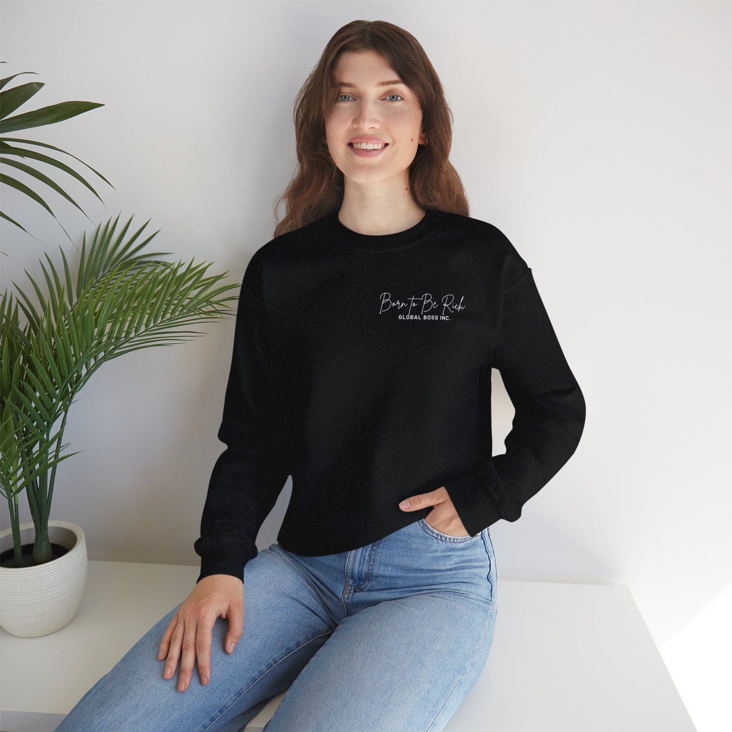Global Boss Inc. Born to Be RICH Heavy Blend™ Crewneck Sweatshirt | Comfort & Style